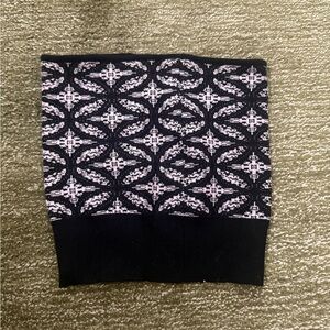 Free People Black and Light Pink Patterned Knit Crop Top